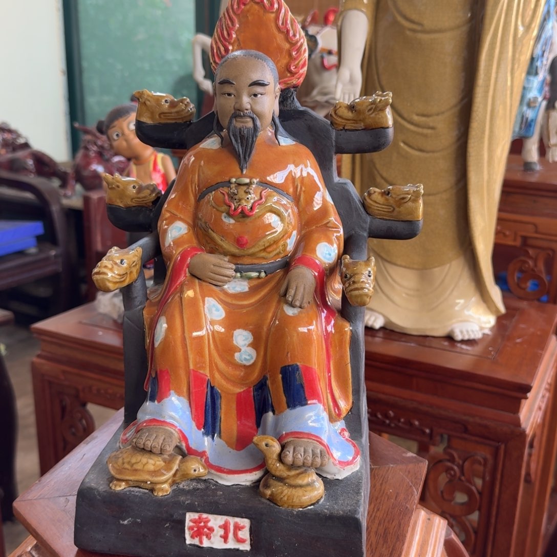 波***珠石湾窑陶瓷摆件真武大帝