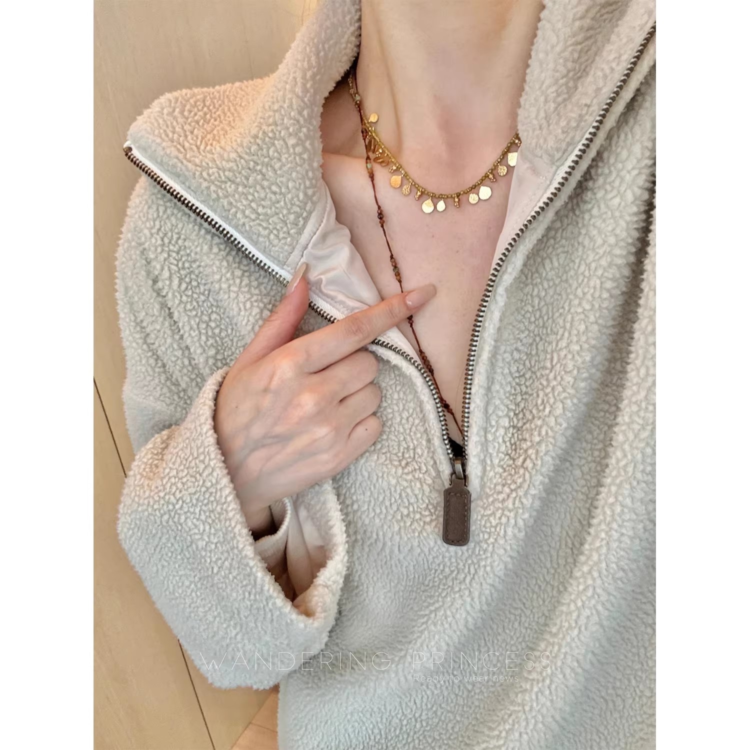 非金属仿水晶吊坠 钱美西 橄榄绿圆珠亮片吊坠项链小众时尚锁骨链