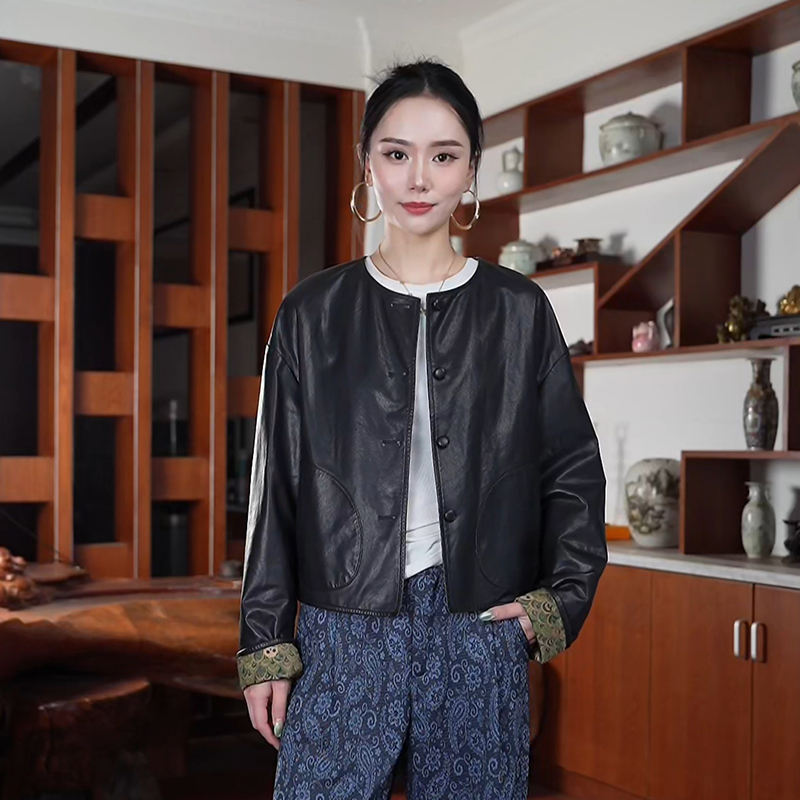 168156【双城记】两面穿植鞣小绵羊皮丝滑柔软女真皮衣夹克休闲外套