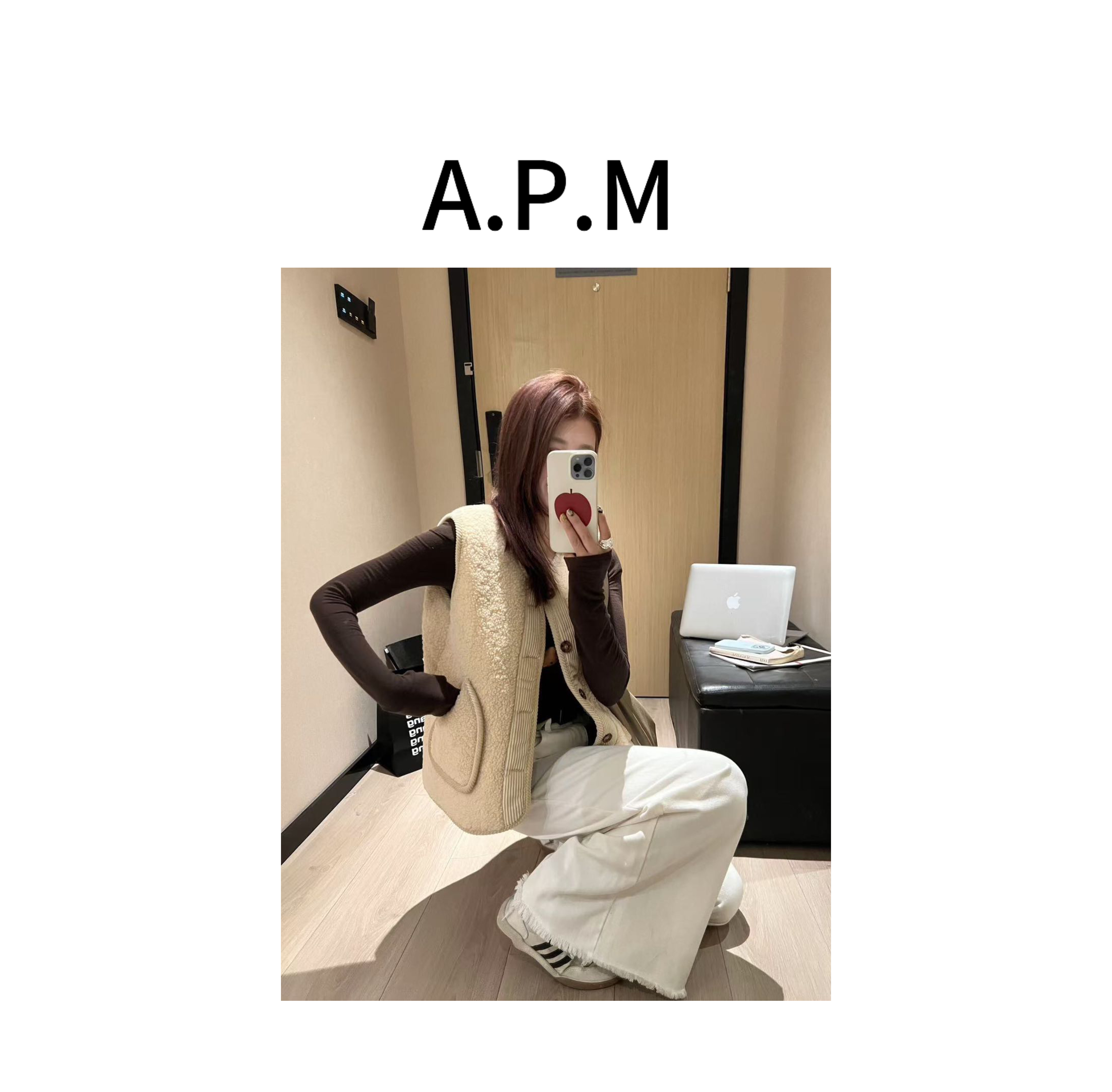 “小羊羔”日韩系秋冬休闲时尚百搭网红外披毛绒小马甲-D