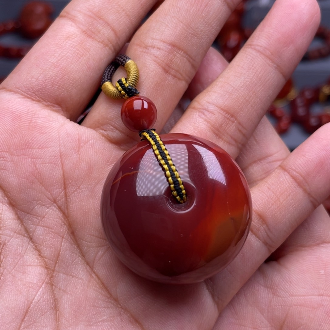 南红玛瑙未镶嵌珠宝奇石平安扣吊坠