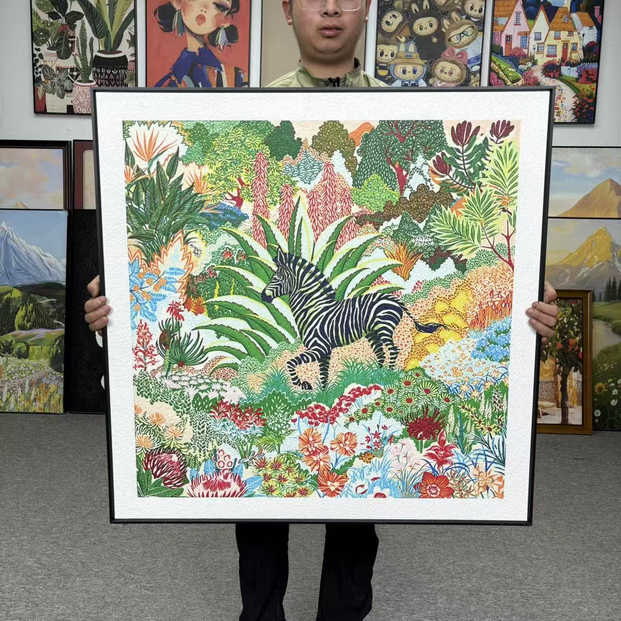 轻奢骏马法式艺术客厅沙发背景墙高级感装饰画8080
