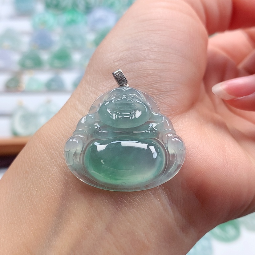 【闪购商品】翡翠吊坠(赠链)18K金镶嵌