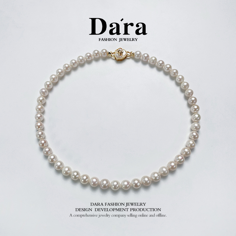 DARA/戴拉【明星会】淡水无核珍珠9-10mm近正圆强光白珠项链X5492