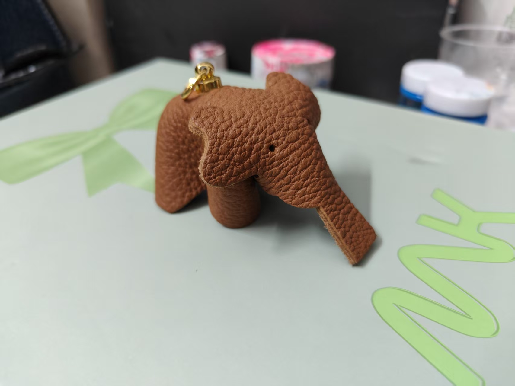 意大利进口头层小牛皮大象包包个性小挂件高级感可爱包包配饰挂饰