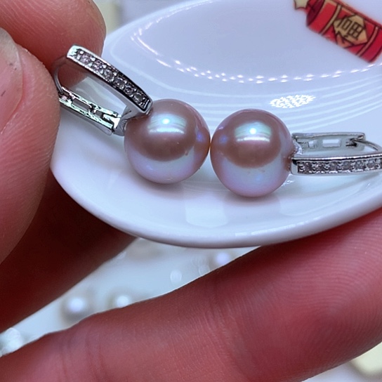 淡水珍珠耳饰银S925镶嵌