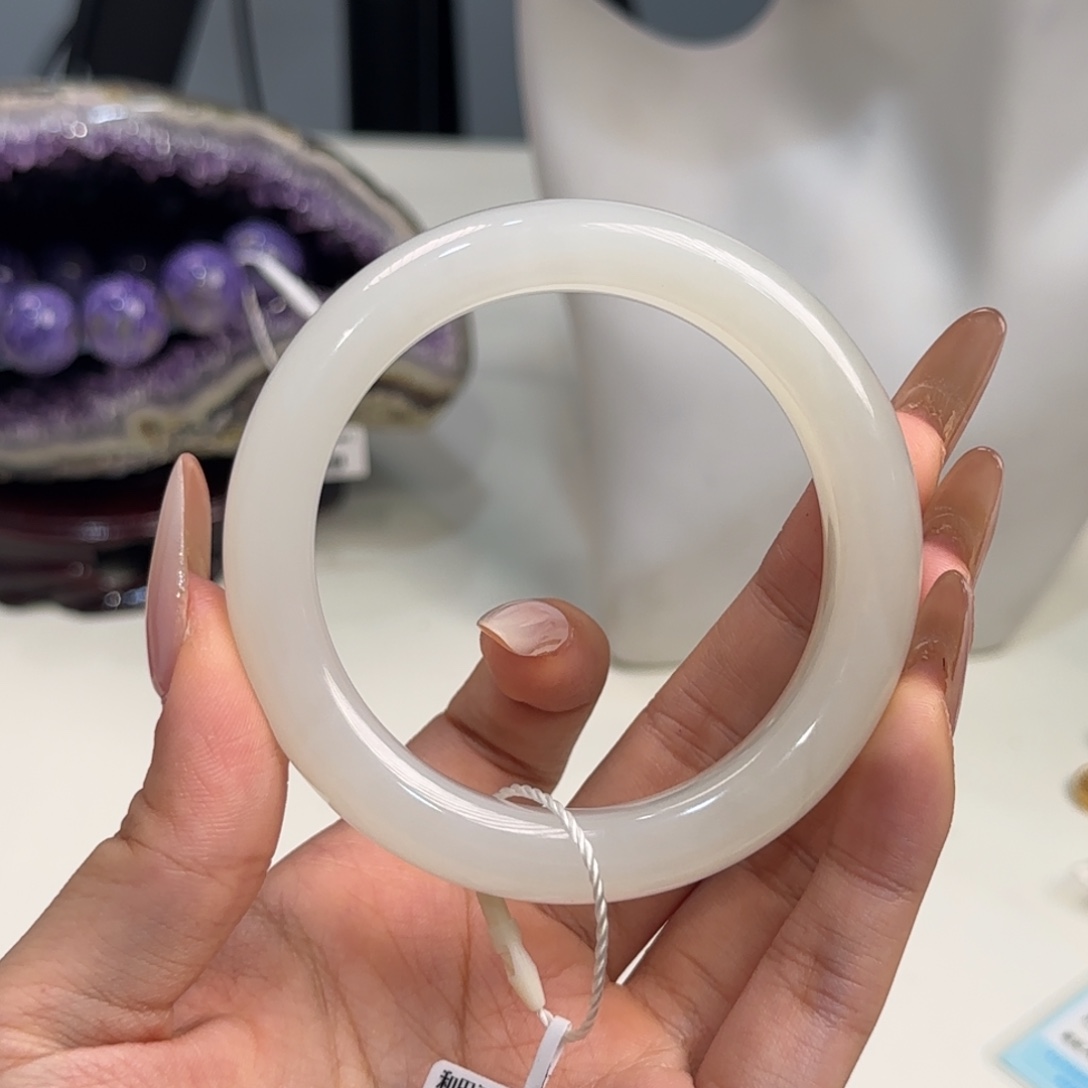 和田玉未镶嵌手镯2号藕粉