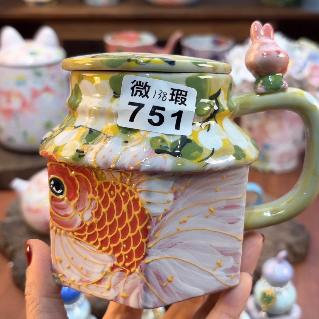 瓷片景德镇手绘高温釉下彩陶瓷茶具