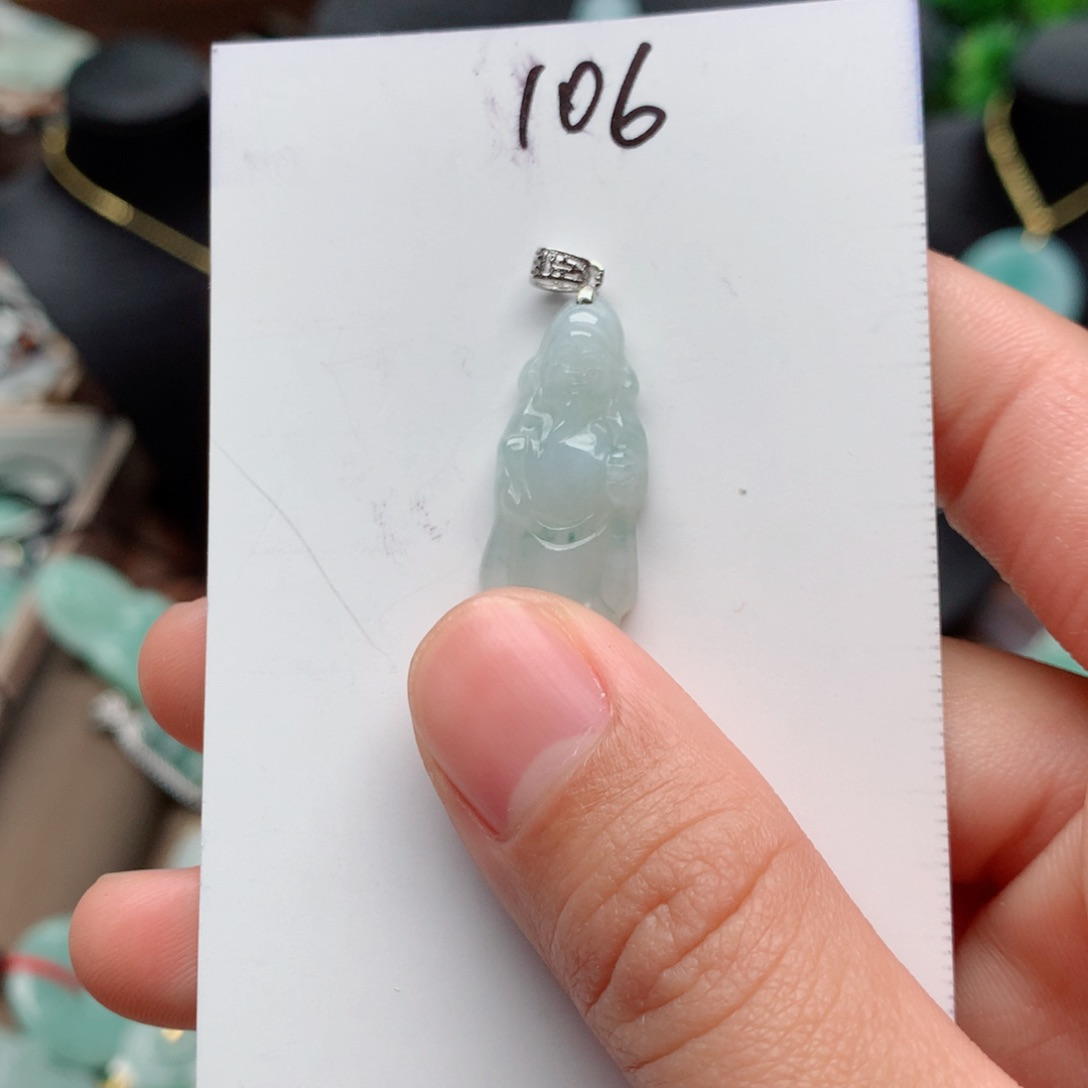 翡翠颈饰银S925镶嵌吊坠