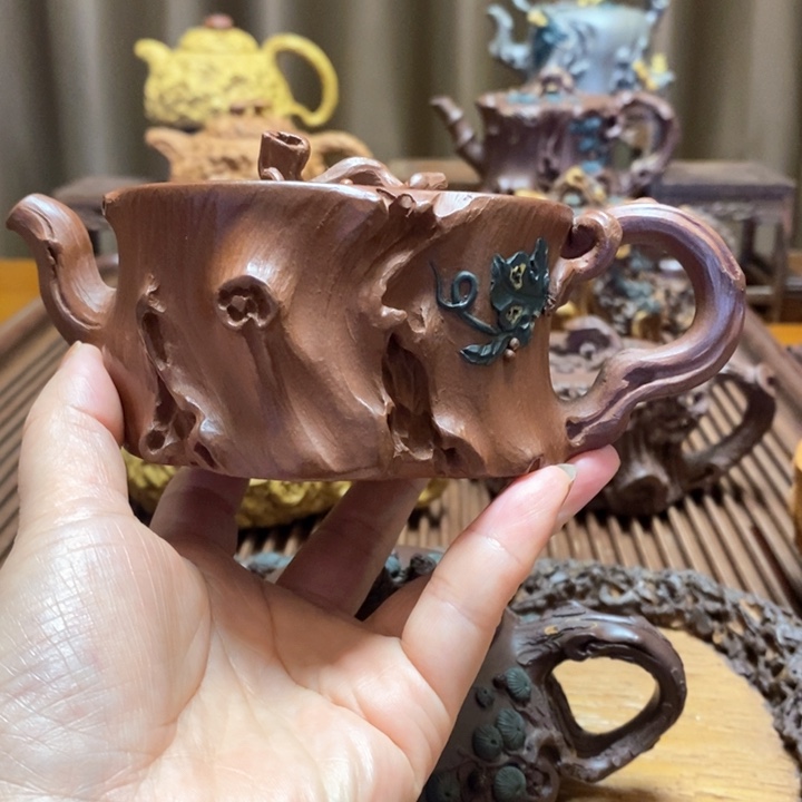 紫砂茶壶全手工制作树桩壶