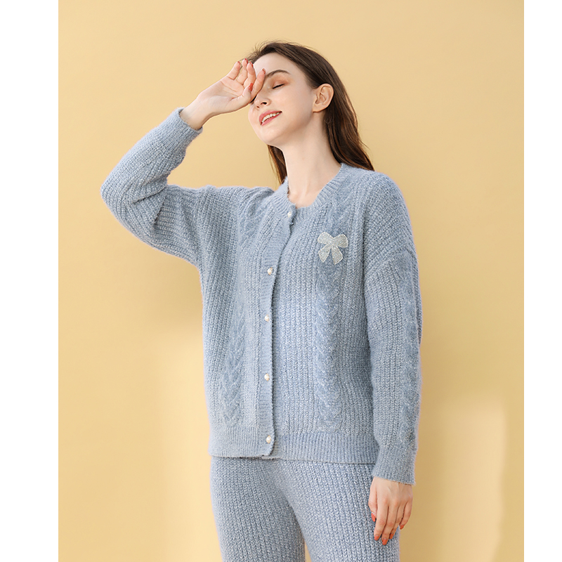 长袖软绵绵仿兔绒灰色甜美