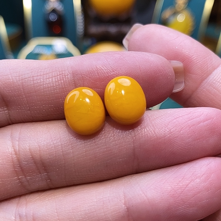 蜜蜡耳饰银S925镶嵌蜜蜡