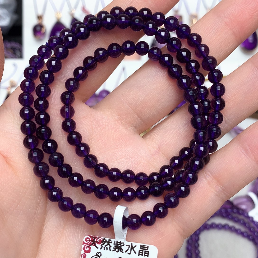 未镶嵌珠宝半成品紫晶L 乌拉圭多圈手链