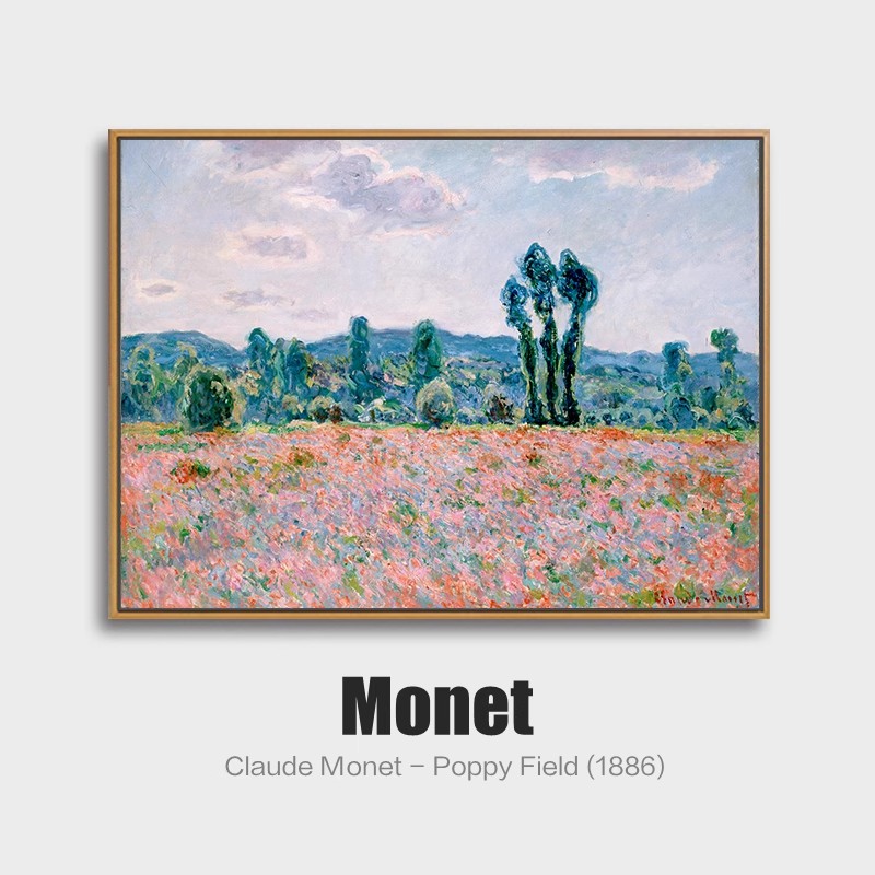 莫奈装饰画客厅挂画花田1886餐厅卧室沙发玄关走廊印象派风景壁画