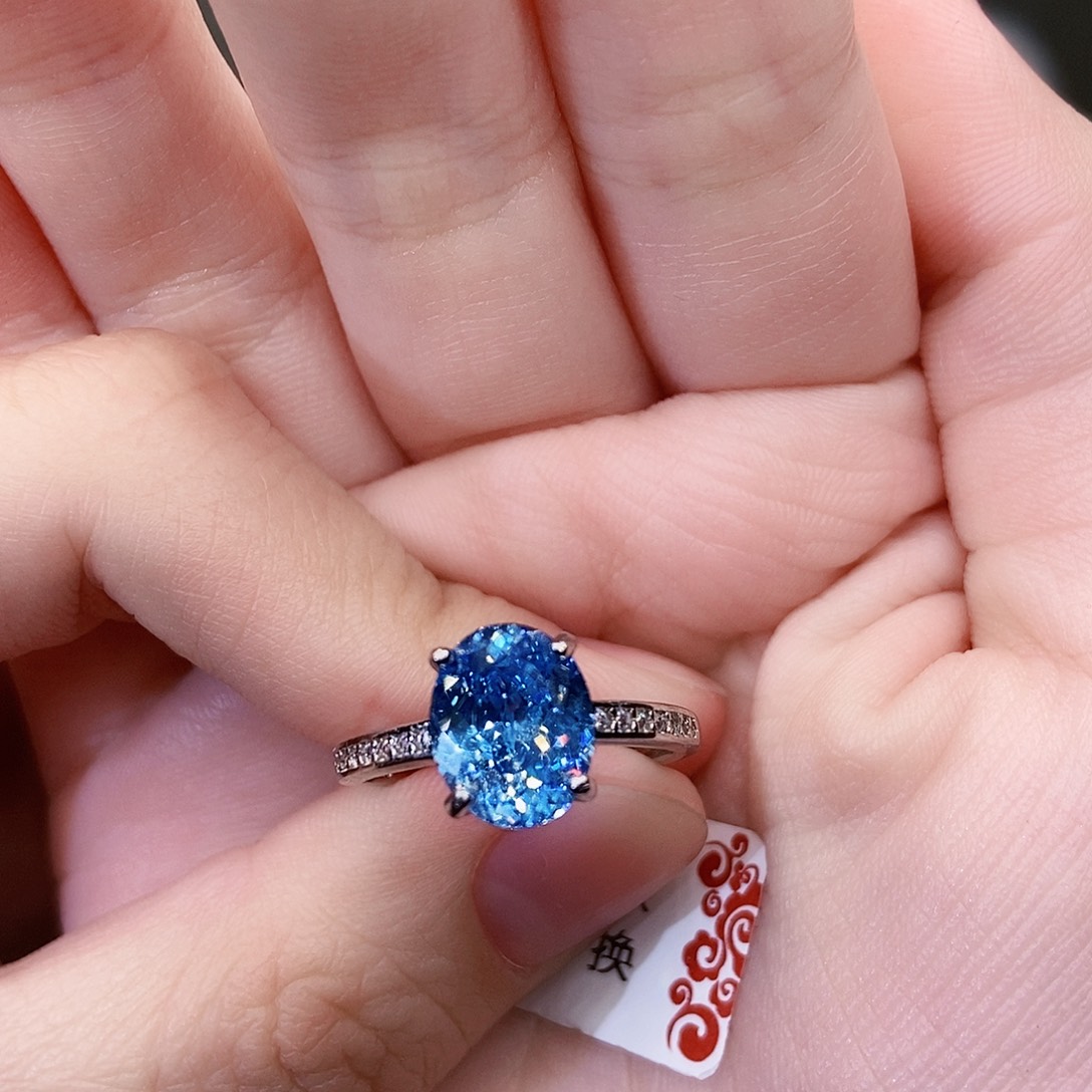 海蓝宝石戒圈银S925镶嵌