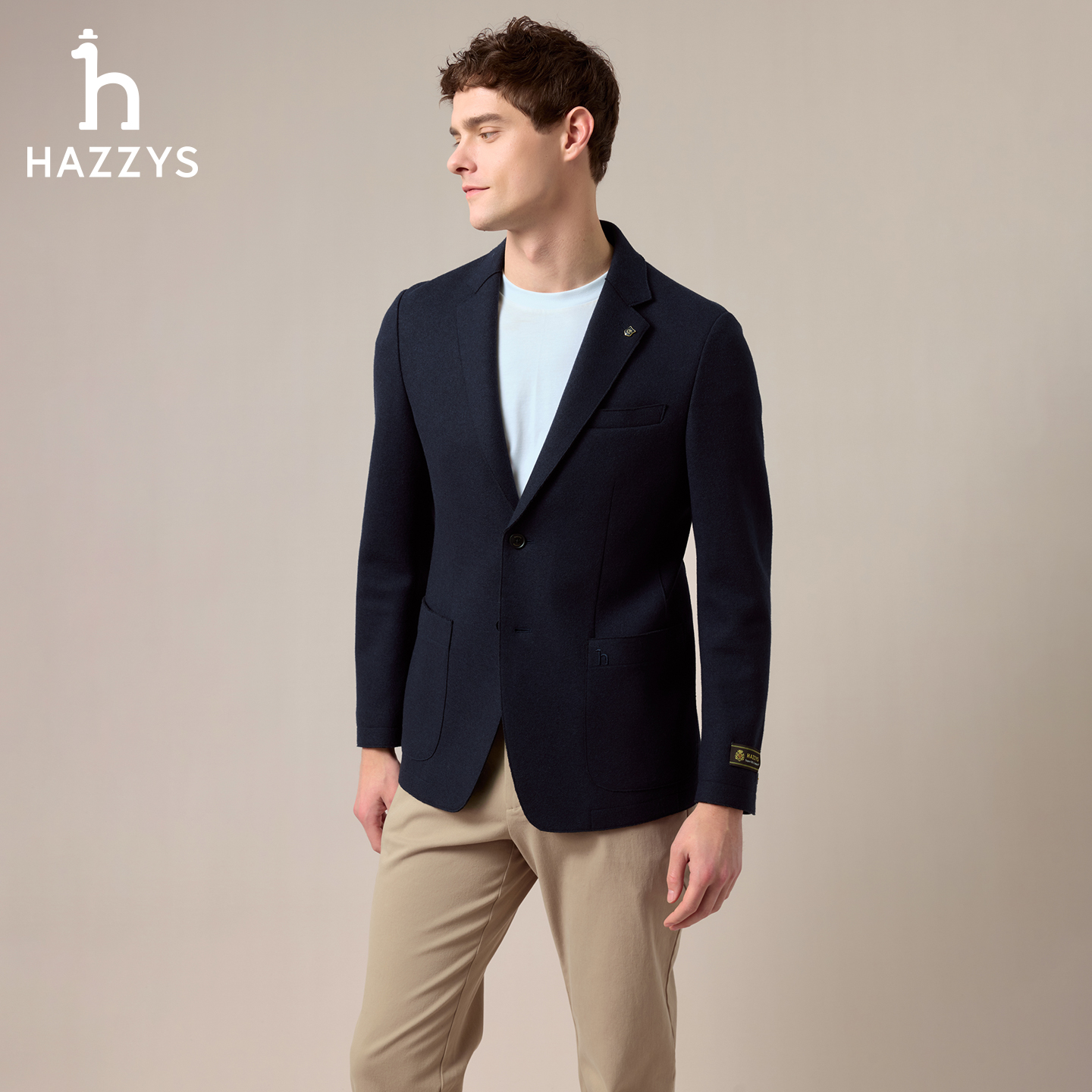 【商场同款】HAZZYS哈吉斯秋冬季男士羊毛西服商务休闲西装时尚单西