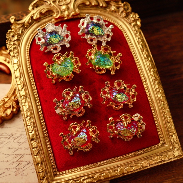 合金仿珍珠耳饰 法产 gavilane 夏帕瑞丽琉璃 耳夹复古法式彩色