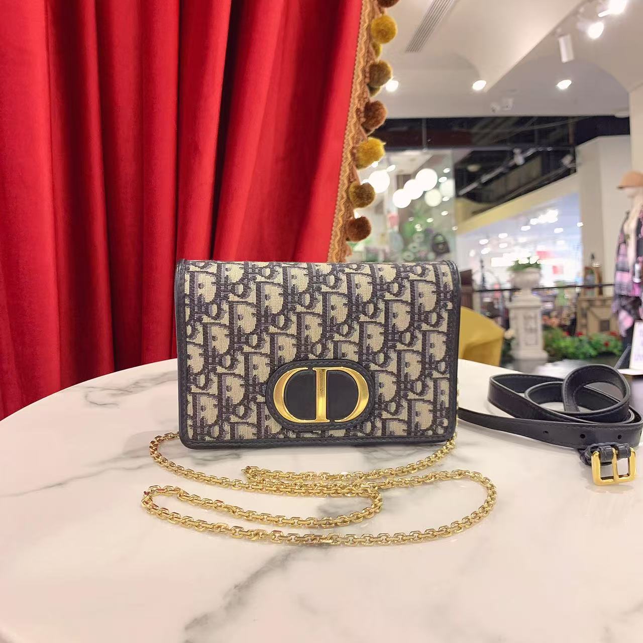 95新 DIOR/迪奥 GGS蒙田二合一老花金扣帆布单肩包21年67259769