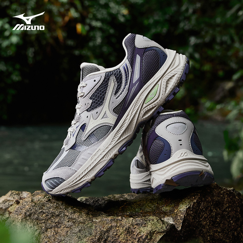 Mizuno/美津浓山系徒步轻野鞋户外运动跑步鞋11灰紫色RACER ADV