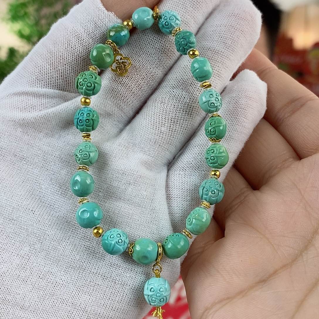 绿松石珠宝奇石18K金镶嵌