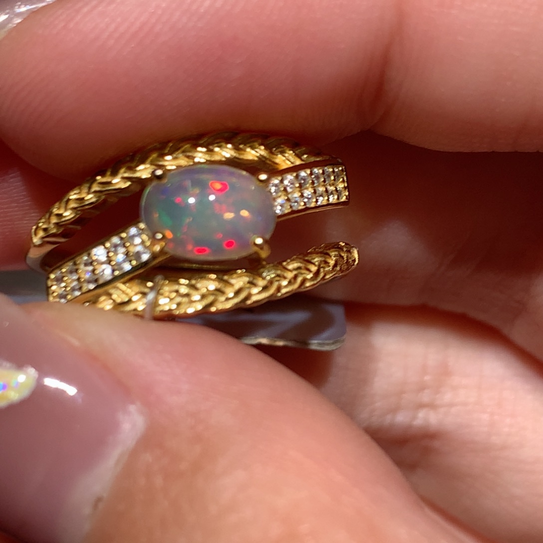 欧泊欧泊戒指y银S925镶嵌