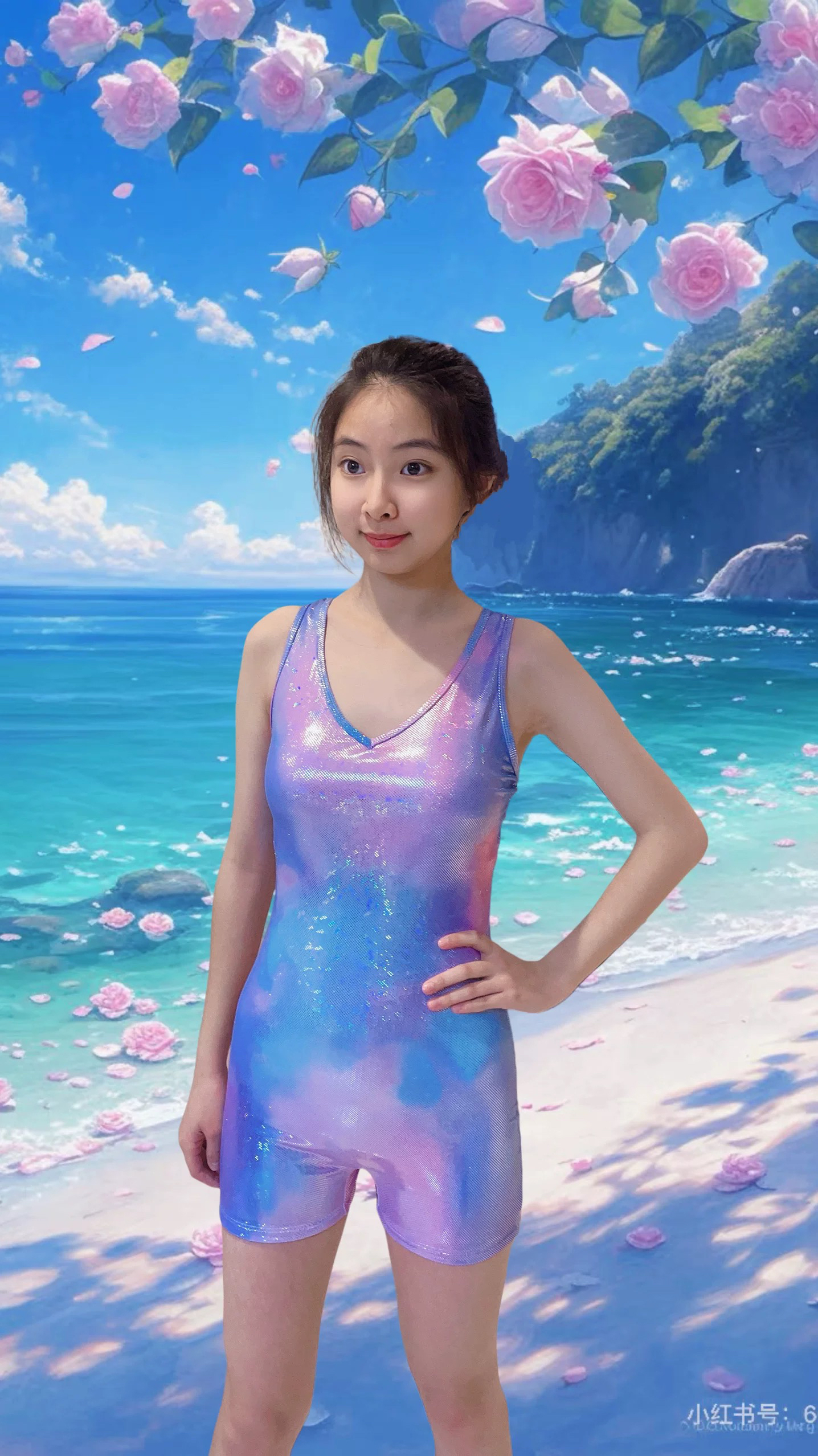 烫金渐变色平角连体美背显瘦女士泳衣温泉沙滩潜水适用