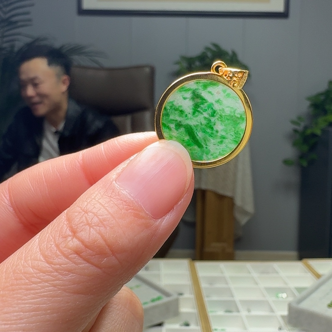 翡翠银S925镶嵌吊坠(不含链)天然