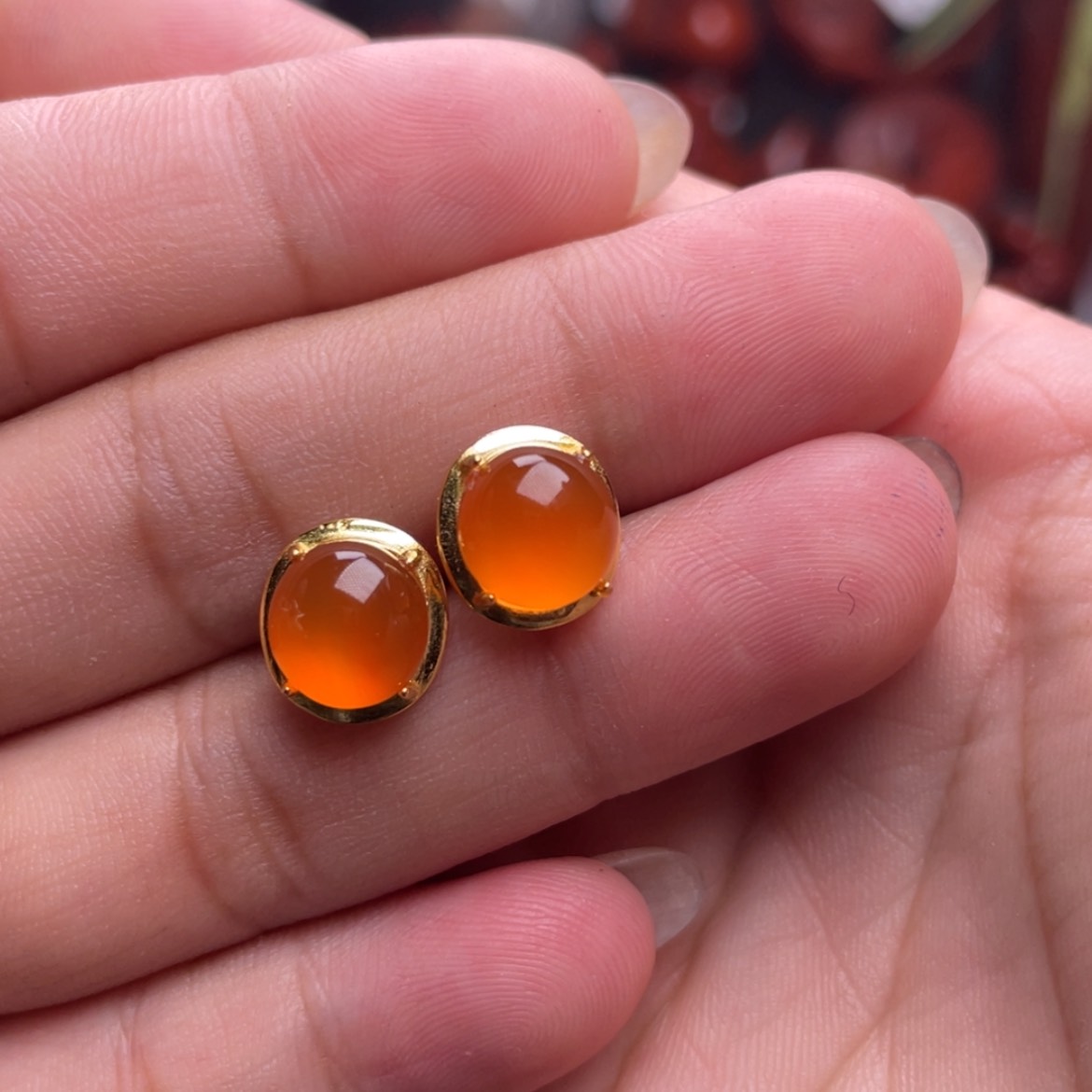 【闪购商品】南红玛瑙耳钉银S925镶嵌