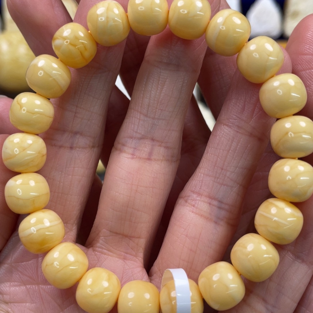蜜蜡裸石未镶嵌琥珀蜜蜡手串卡10mm