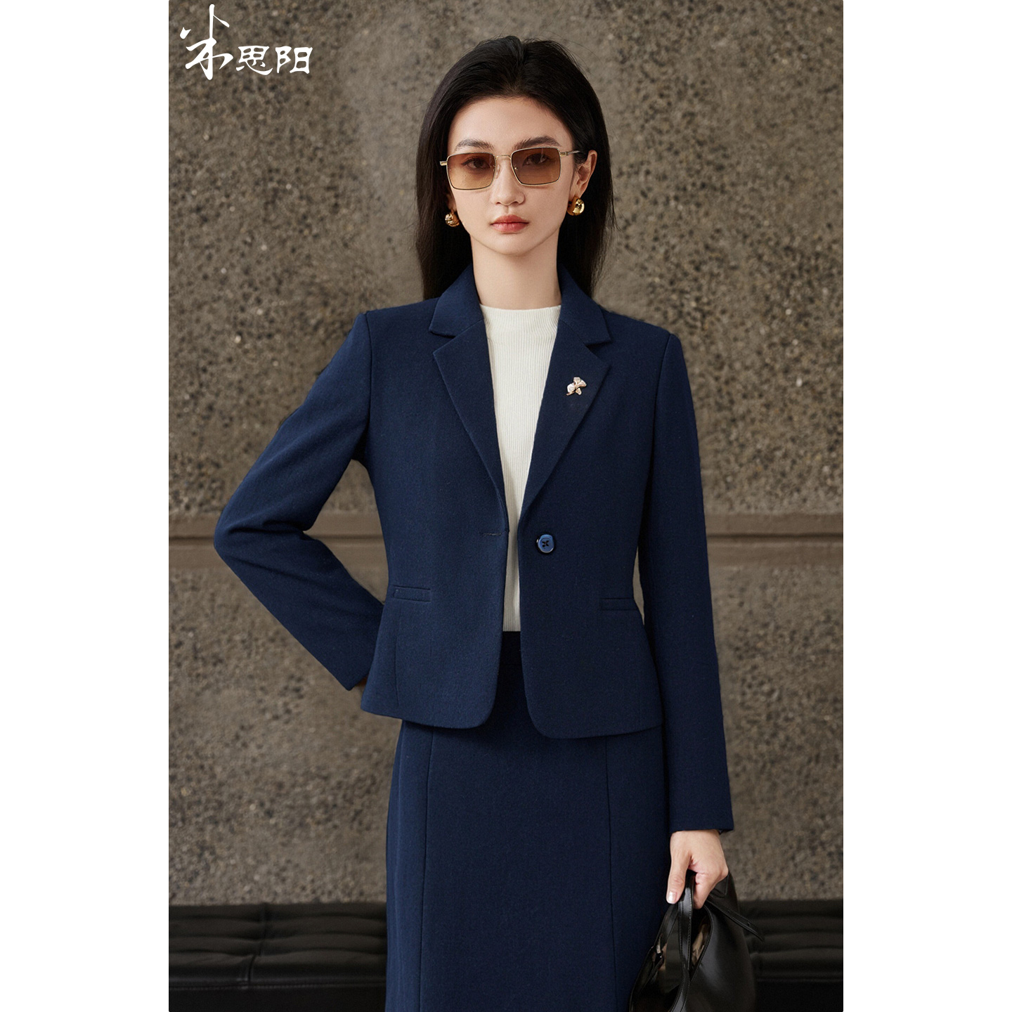 【糖糖严选】轻职风一粒扣女神范气质时尚绵羊毛混纺西装5M25DX5496