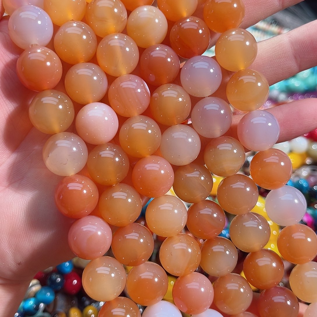 玛瑙/玉髓合金珠宝半成品粉盐源一条16mm