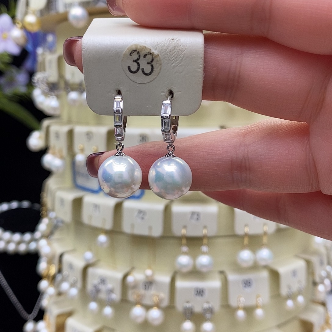 淡水珍珠耳饰银S925镶嵌