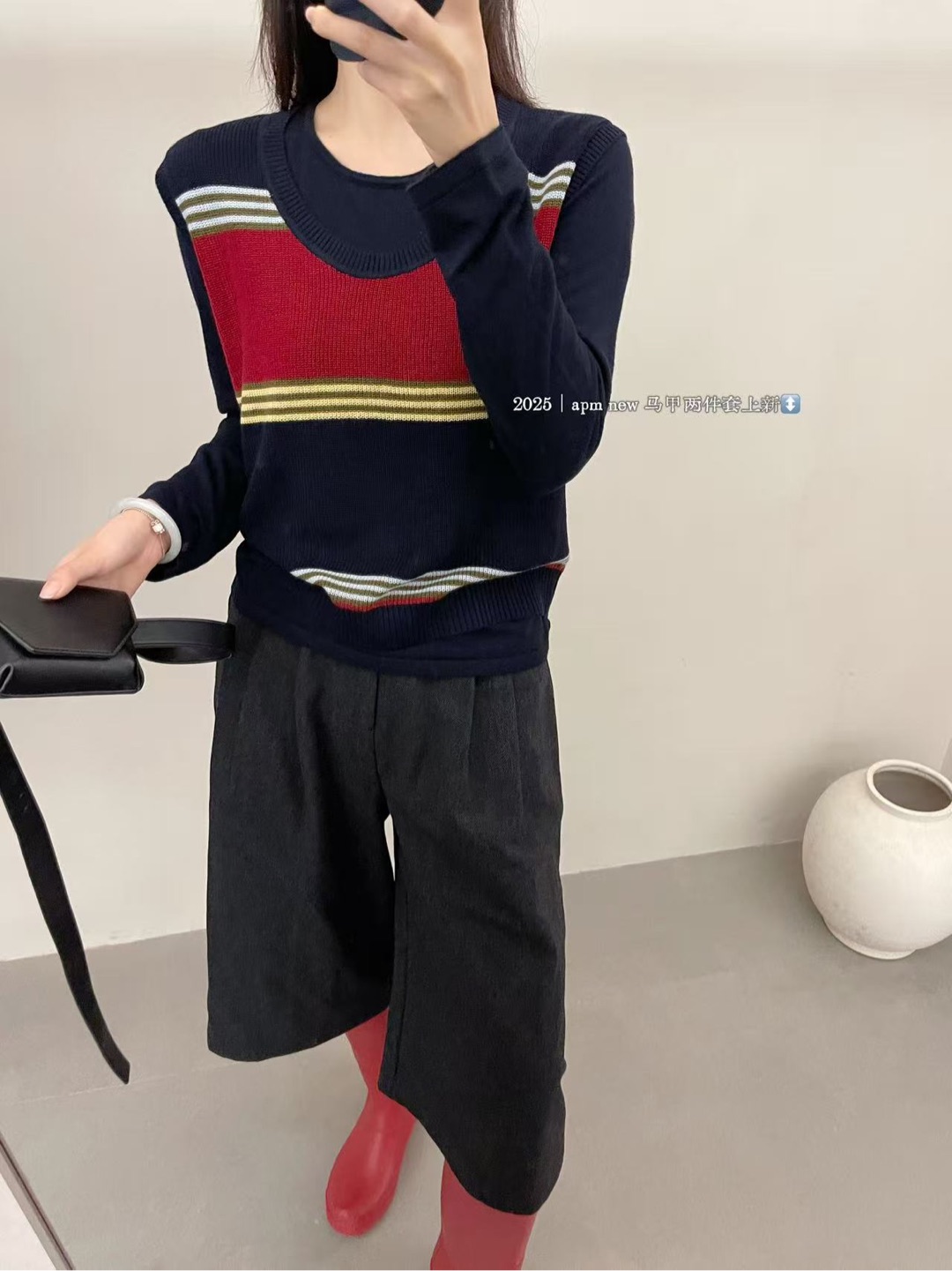 秋季休闲圆领女装假两件百搭网红黑色ins（66555）