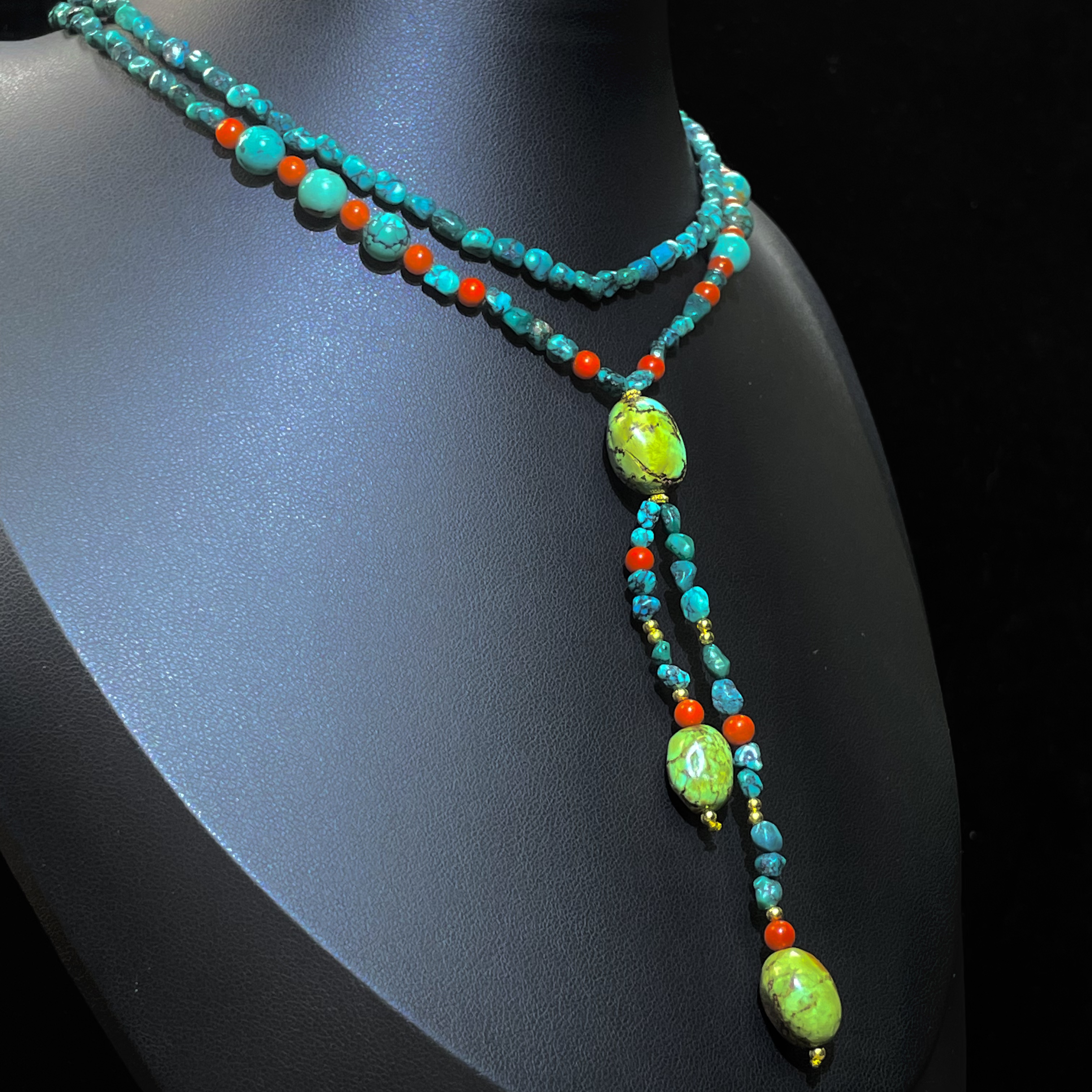 【珺笙珠宝】典藏•原矿高瓷绿松石s925银随型项链