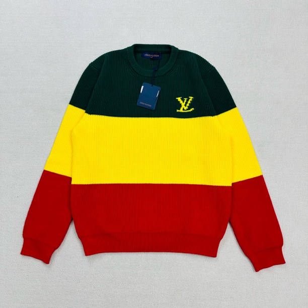 未使用 LouisVuitton/路易威登 红绿灯拼色针织毛衣/L码/WL1691