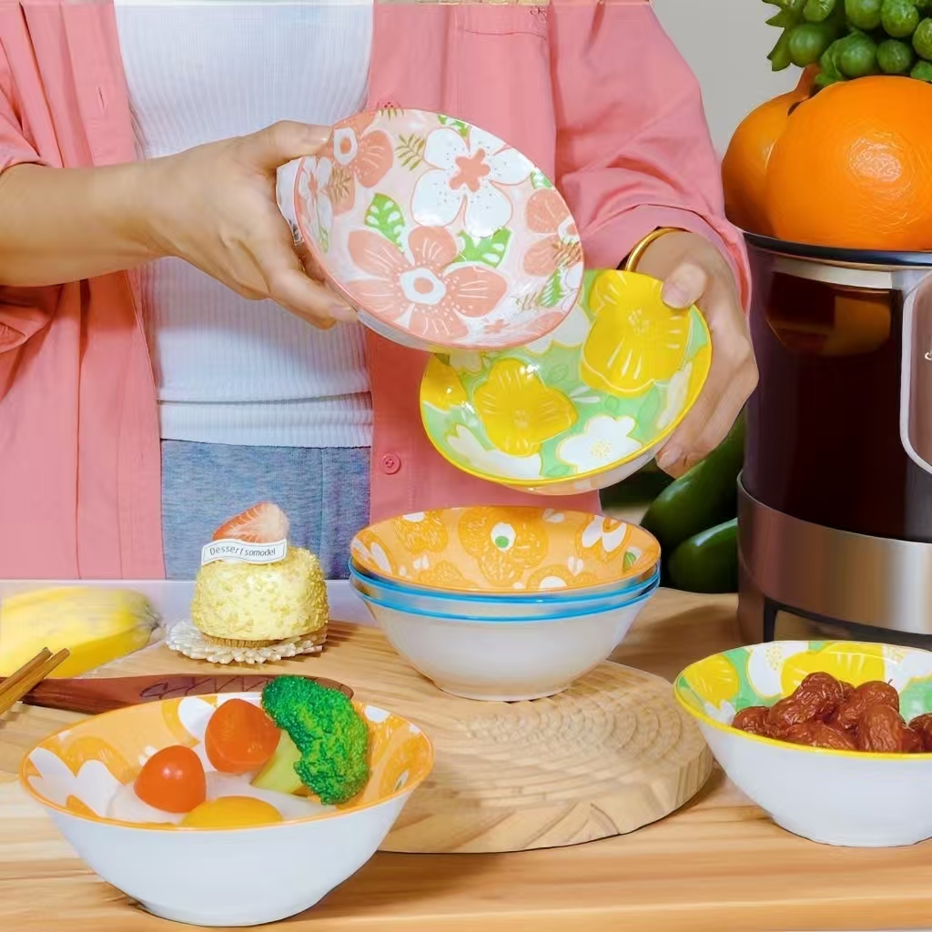 花漾年华6英寸大号吃饭碗斗碗釉下彩4个