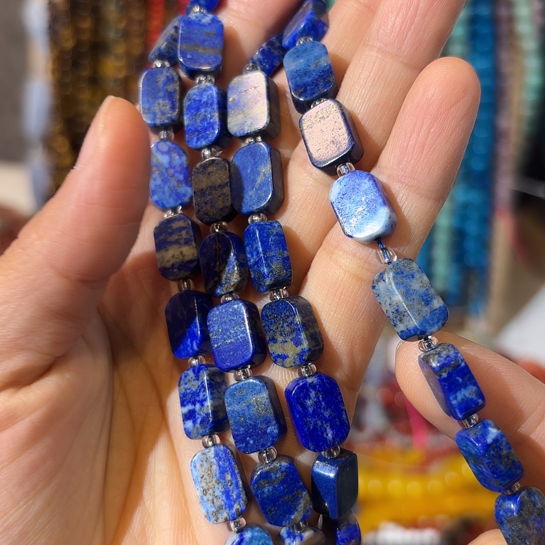 玛瑙/玉髓银S925镀金镶嵌珠宝半成品青金8-12单面一条