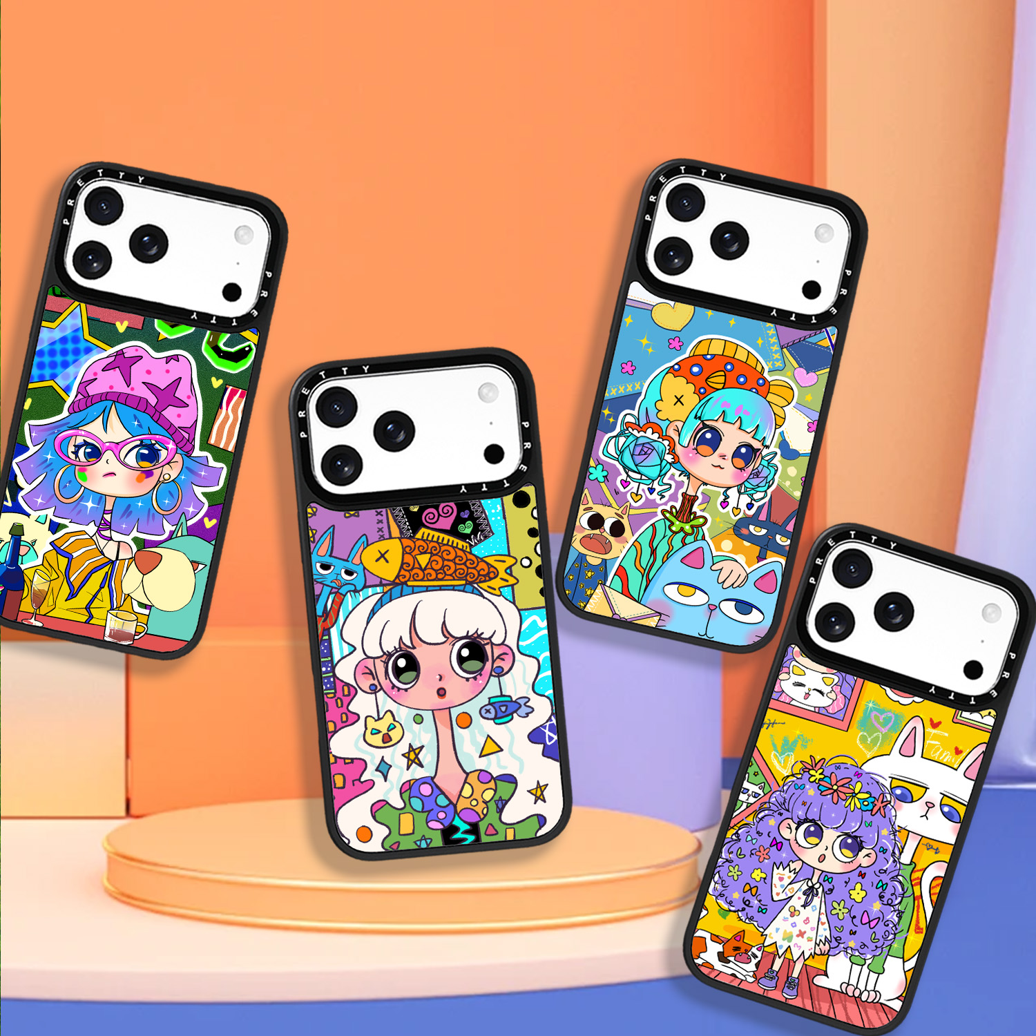 多巴胺女孩鎏金工艺磨砂磁吸手机壳适用于苹果17/iphone16/pro/15