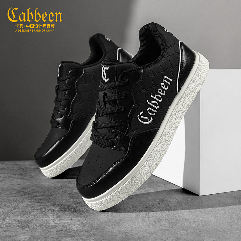卡宾男鞋2025新款冬季高级感黑色鞋子男款潮流休闲鞋软底增高板鞋