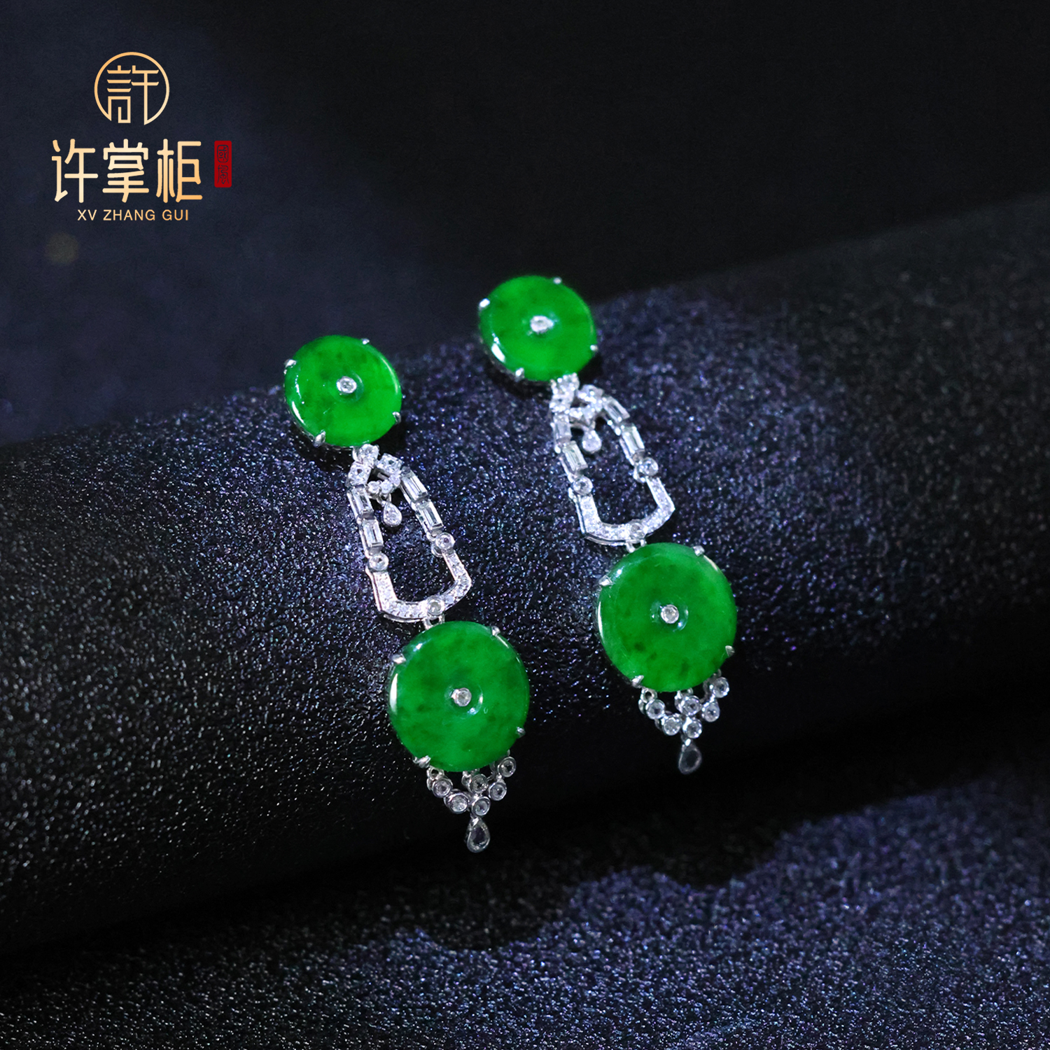 许掌柜｜18K金镶嵌平安扣设计款耳坠天然缅甸翡翠A货耳饰原创设计