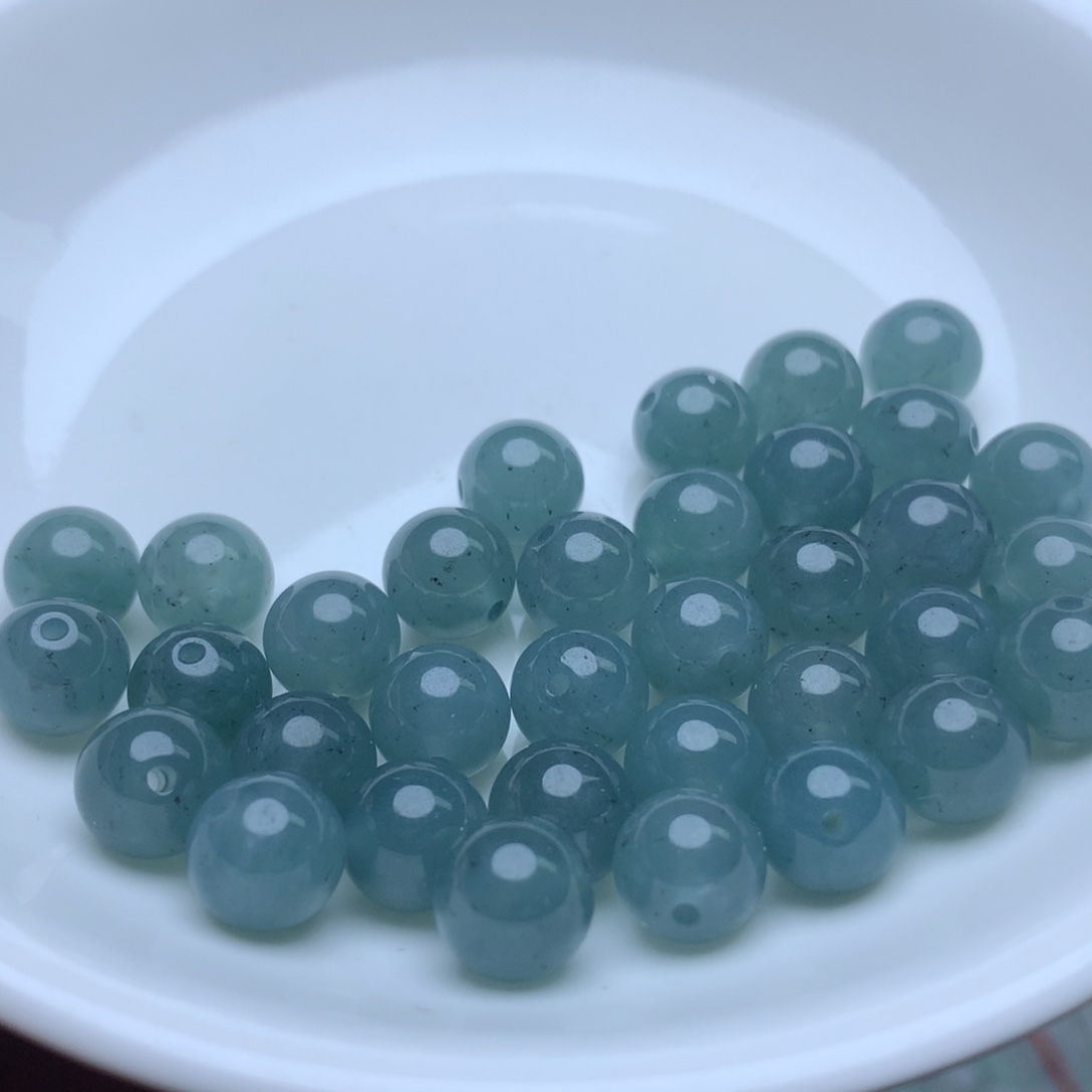 【闪购商品】翡翠手链未镶嵌卡8冰透蓝水10个