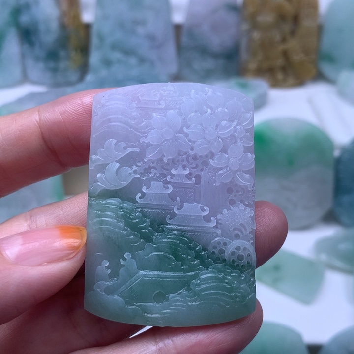 定制翡翠未镶嵌挂件山水挂件