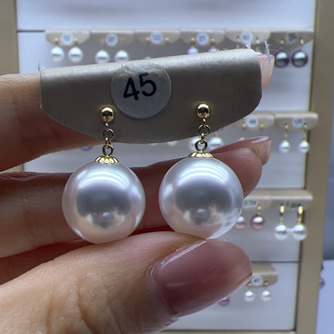 淡水珍珠耳饰18K金镶嵌