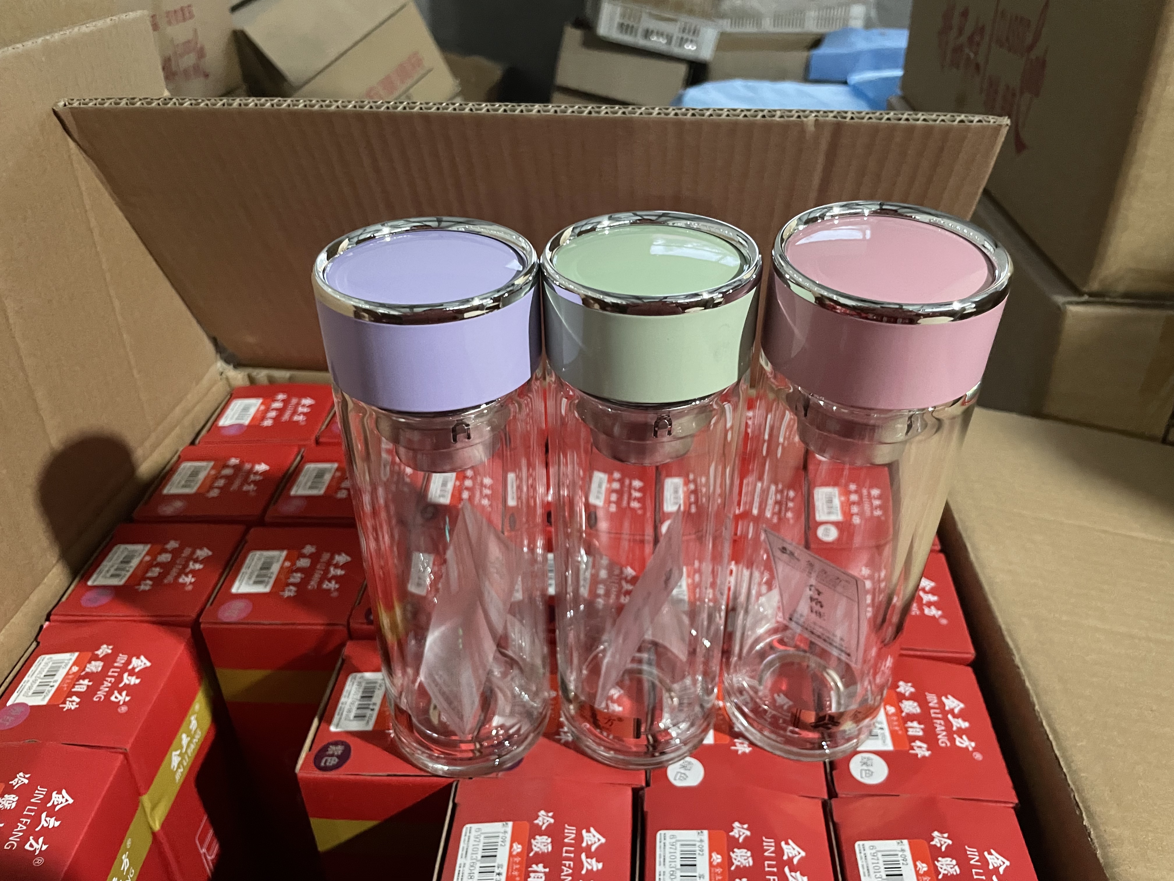 女神双层隔热加厚高硼硅玻璃杯时尚简约带滤网花茶杯