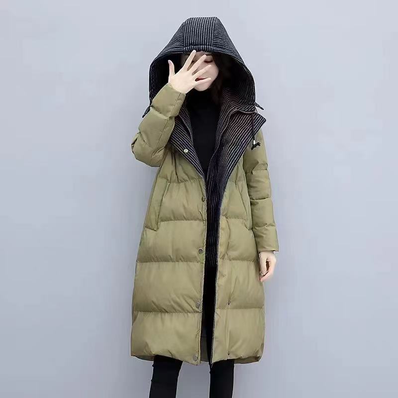 拉链连帽女士中长款过膝冬季