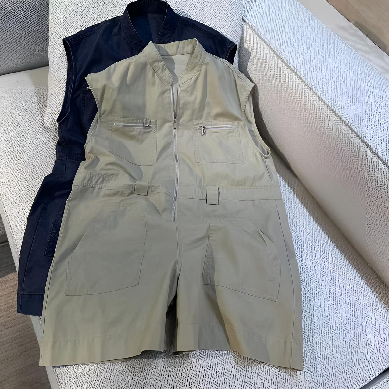 时尚立领无袖连体裤2025年新款韩版宽松休闲百搭工装裤子连体短裤