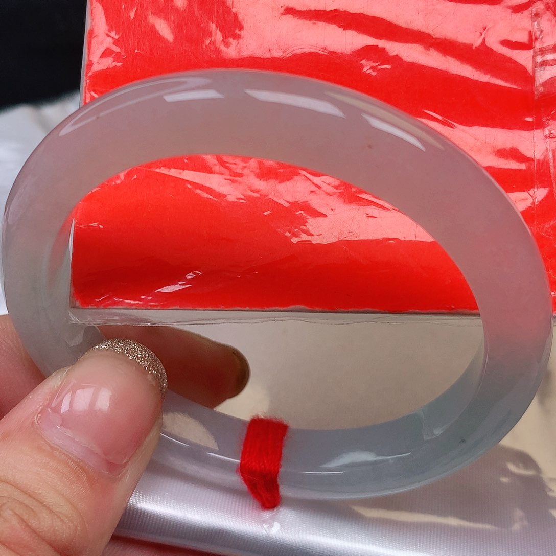 未镶嵌手镯翡翠48-49小圈口大漏镯