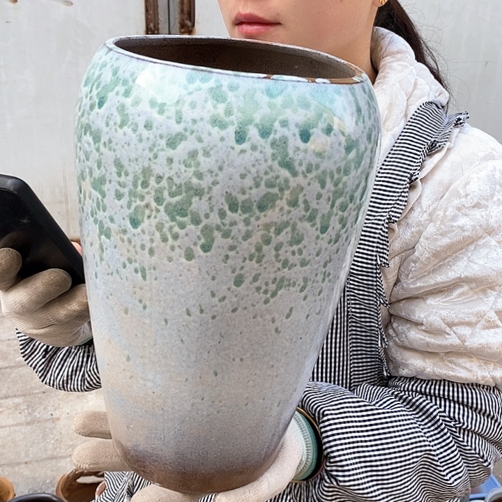 紫砂花盆瑕疵口16高29