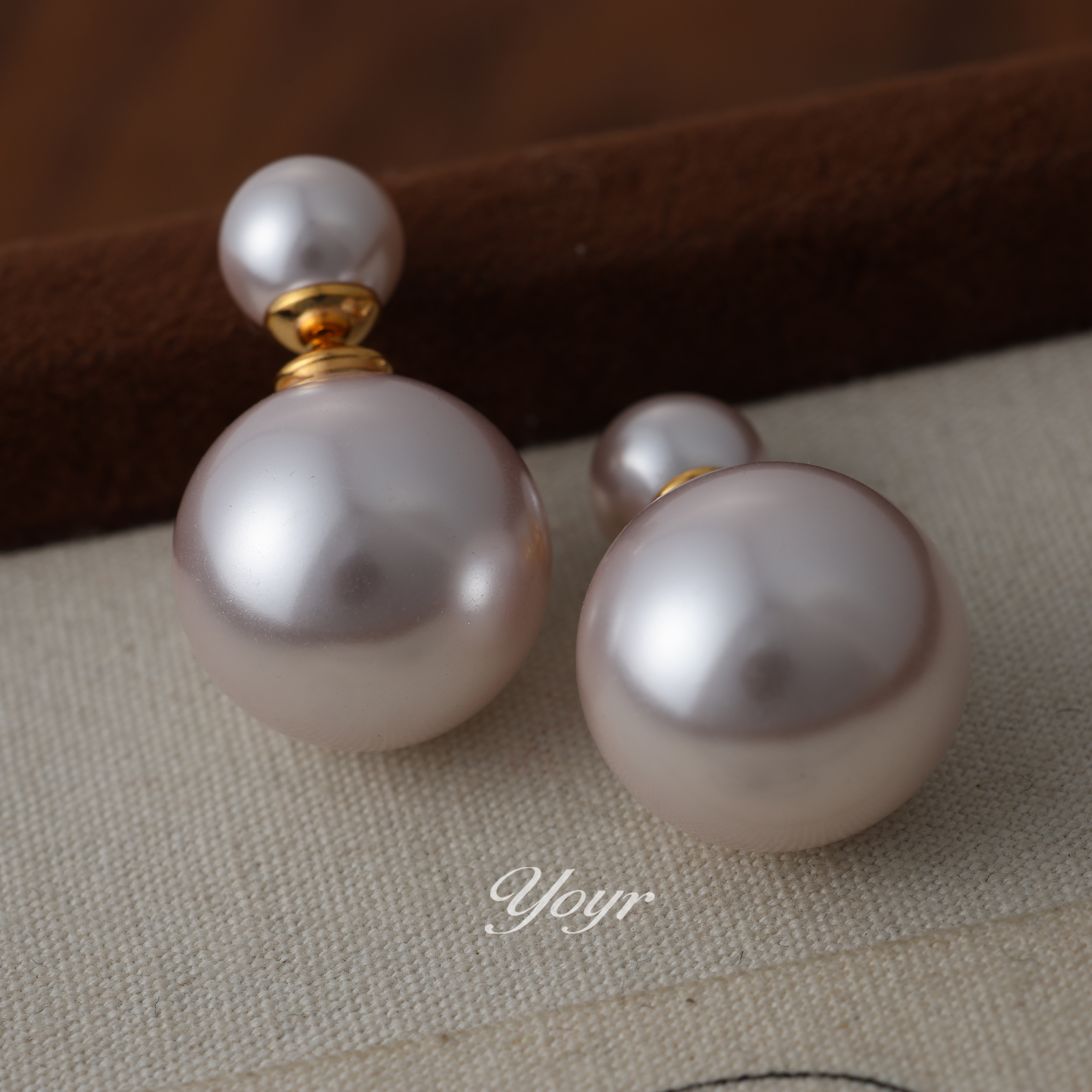 YOYR 黄铜耳饰 前后戴冰透珠珠耳钉气质轻奢高级感时尚百搭耳环女