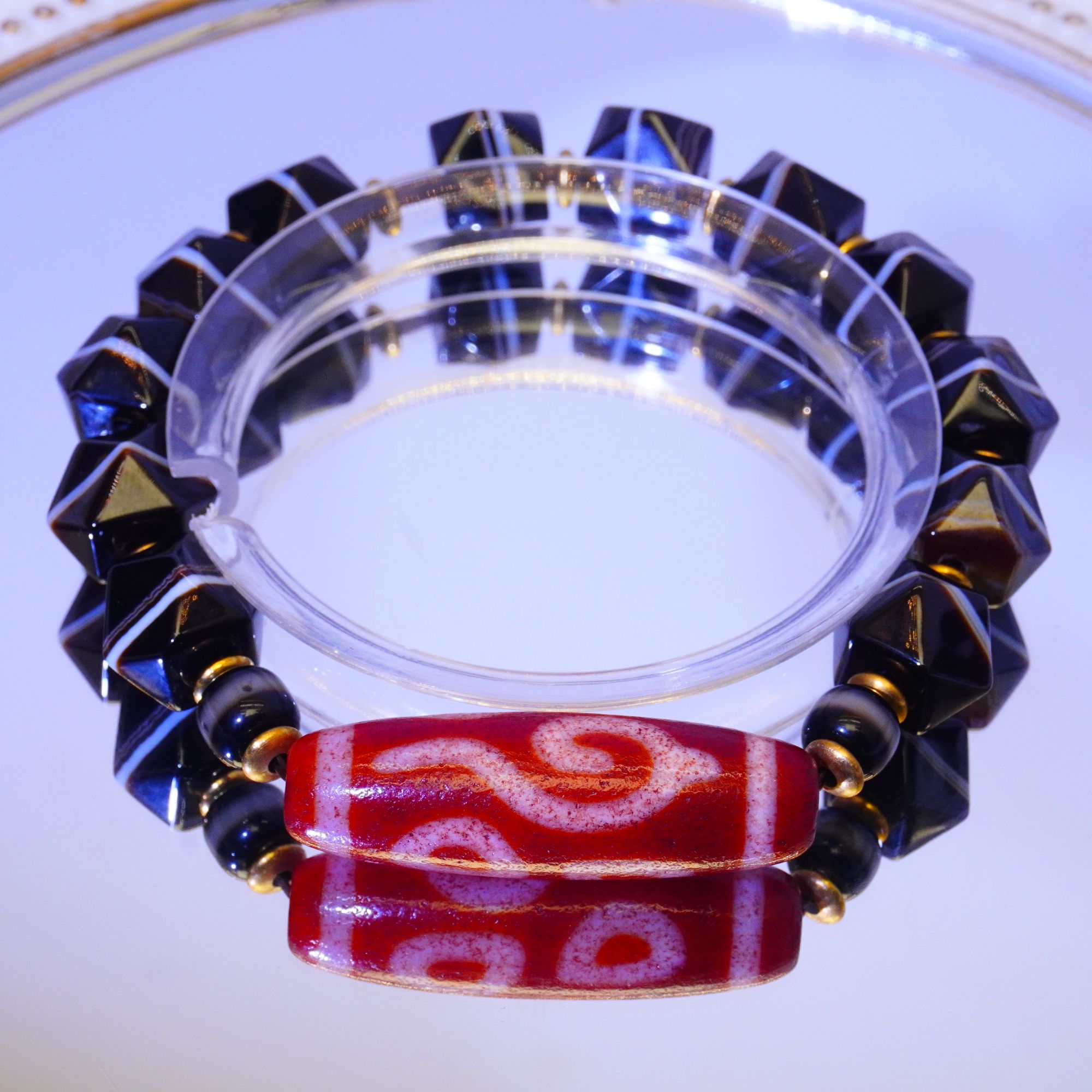 GY23  黑一线天珠手串 多样性发其一